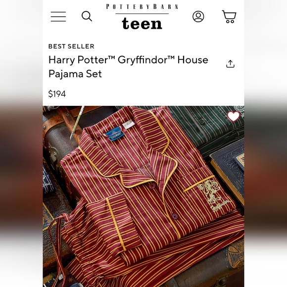 Pottery Barn Teen Harry Potter Gryffindor Pajamas Adult Size XS Unisex NWT - Picture 3 of 16